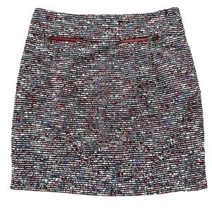 Multi-color Woven Tweed Loft Pencil Skirt with Front Pockets